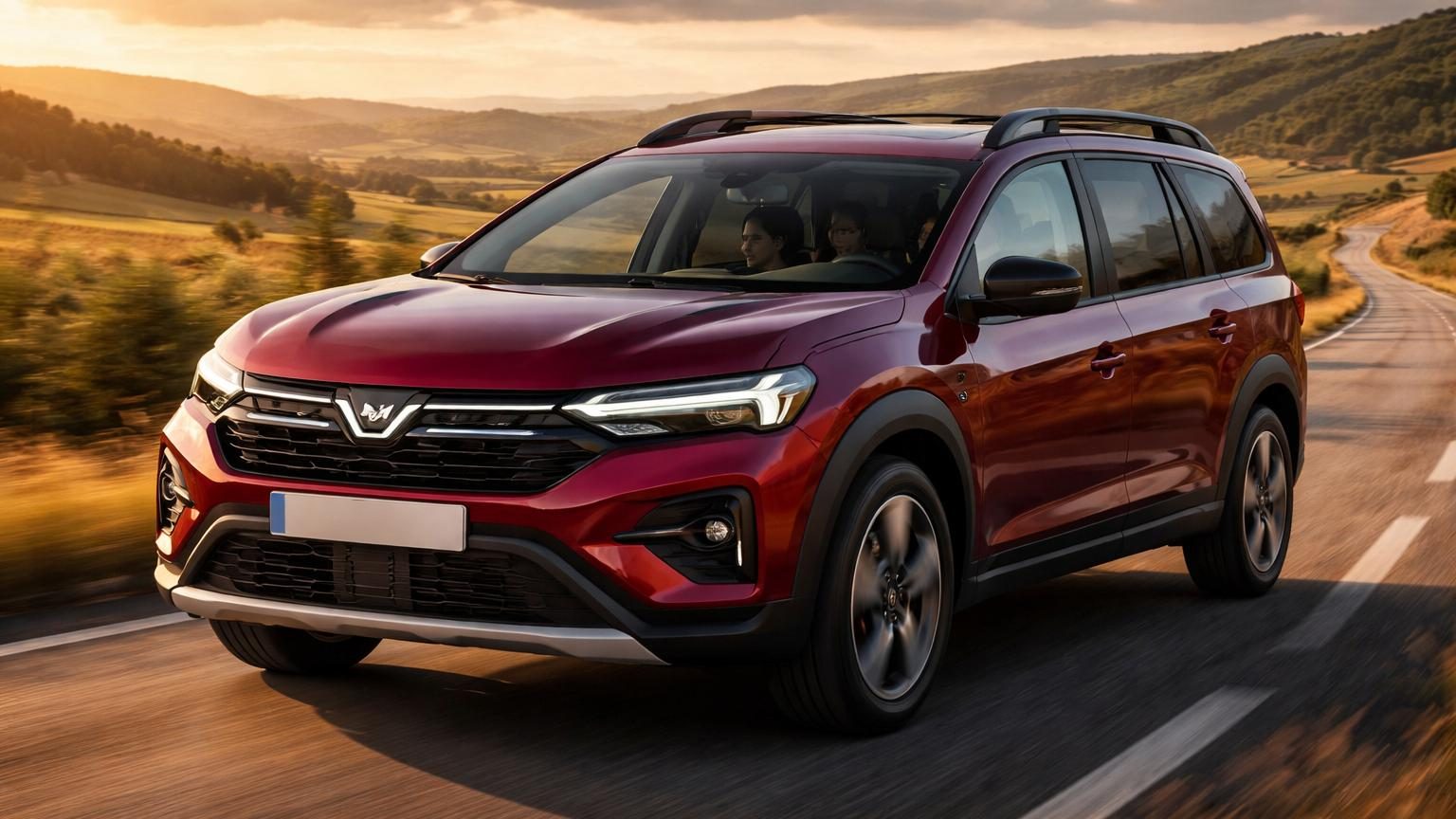Dacia Jogger, break familial cinq et sept places stationné en extérieur